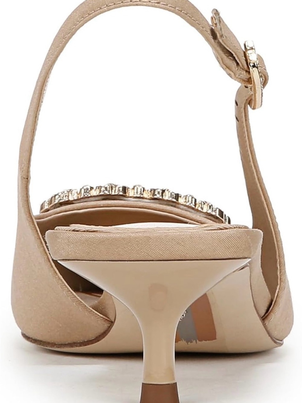 Sam Edelman Nude Bejeweled Slingback Kitten Heel - Picture 3 of 6